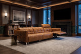 Sofia Distressed Italian Aniline Leather Dual Reclining Sofa