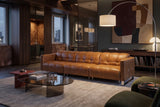 Sofia Distressed Italian Aniline Leather Dual Reclining Sofa