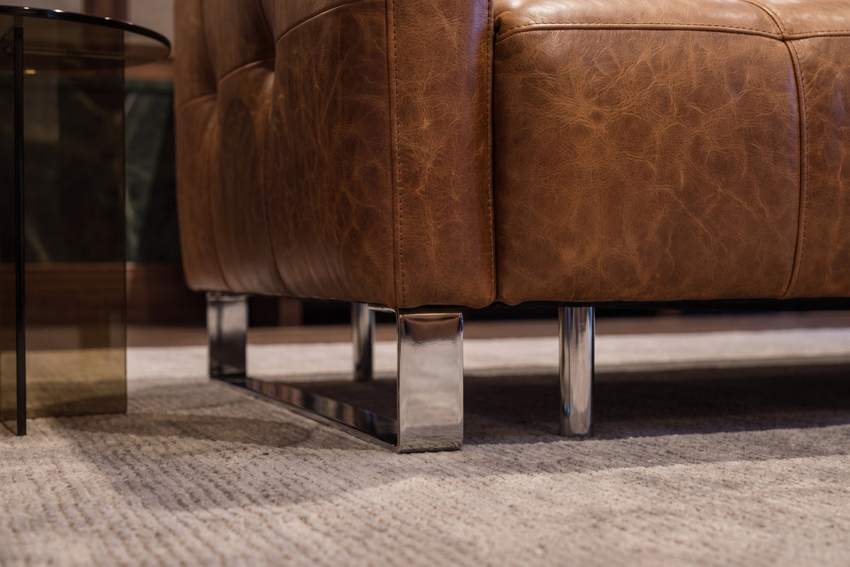 Sofia Distressed Italian Aniline Leather Dual Reclining Sofa