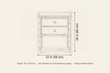 Sorgono nightstand dimensions: 22 in wide, 25 in high, 19 in deep
