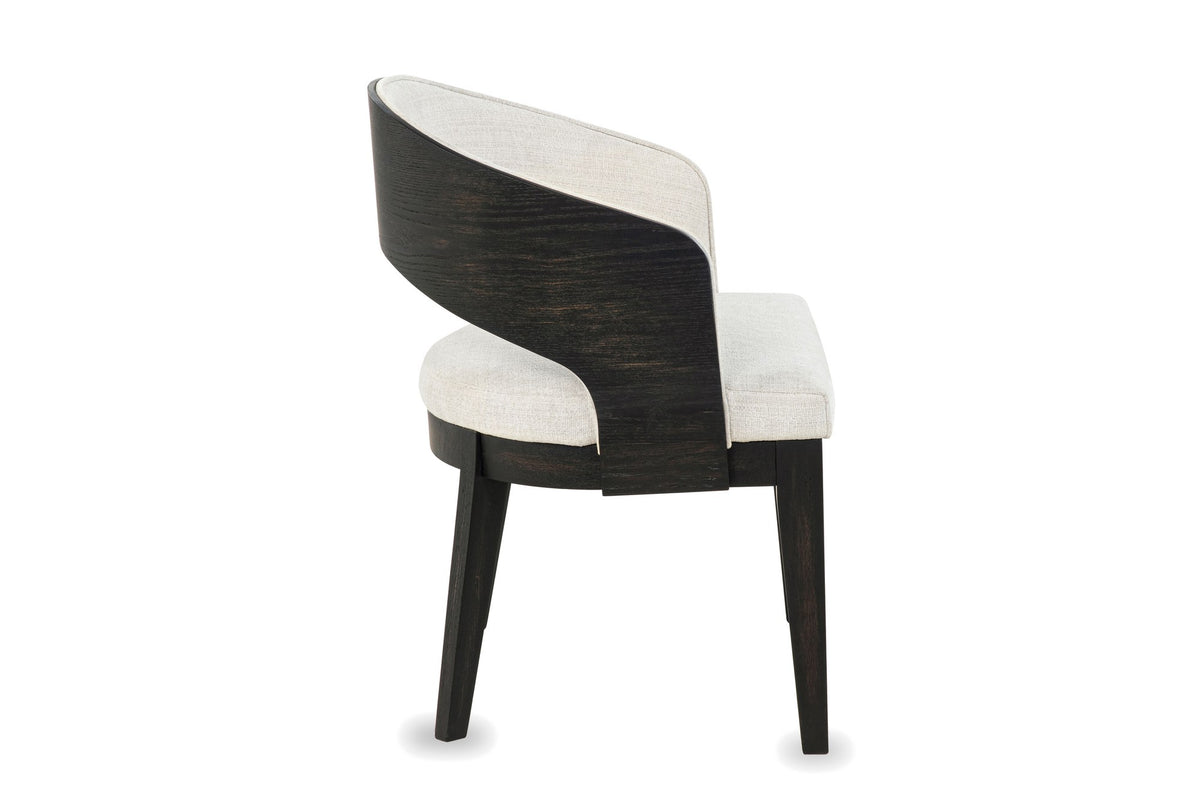 Soriano Open-Back Upholstered Wood Dining Arm Chair (Set of 2), side view