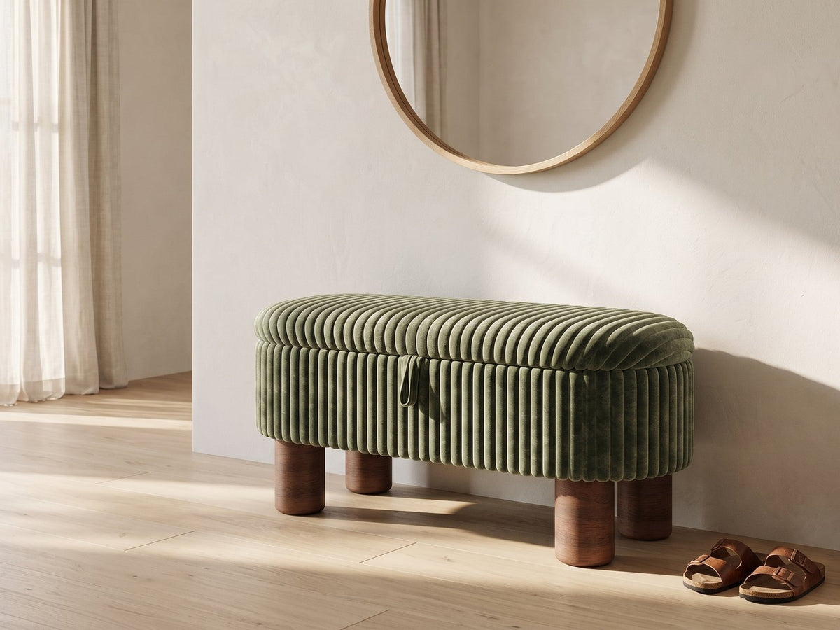 The Sorrento storage bench styled in a room setting