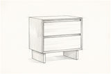 Pencil sketch of the Sorso nightstand, drawn from the same three-quarter view
