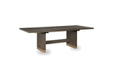 Soverato 75.5-95.5-Inch Extendable Rectangular Sunburst Oak Veneer Dining Table on a white background
