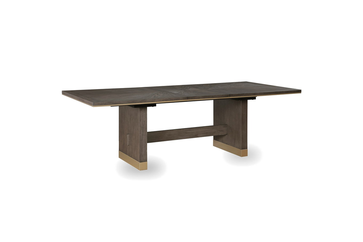 Soverato 75.5-95.5-Inch Extendable Rectangular Sunburst Oak Veneer Dining Table on a white background
