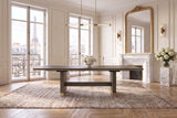 Soverato 75.5-95.5-Inch Extendable Rectangular Sunburst Oak Veneer Dining Table in a Paris salon