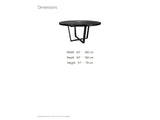Soveria 63-Inch Round Black Acacia Sunburst Dining Table dimensions: 63 in across and 31 in high