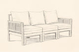 Pencil sketch of the Sperlinga sofa, three-quarter view
