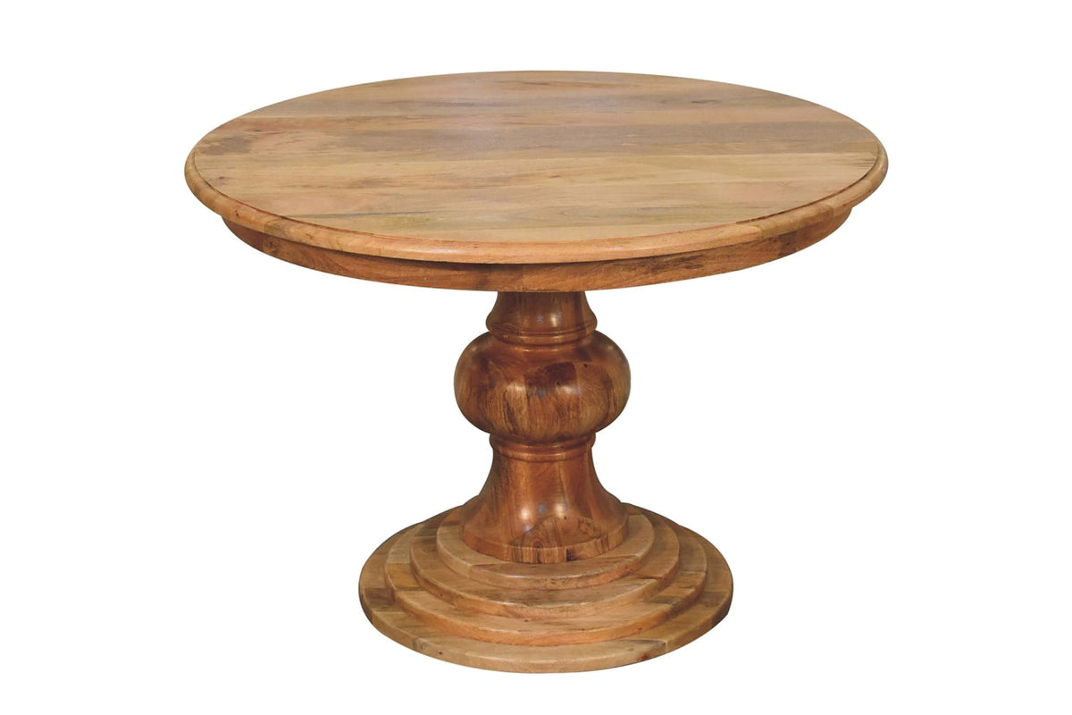 Spezzano 43-Inch Round Solid Mango Pedestal Dining Table on a white background