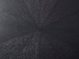 Close-up of the Spilimbergo Black Fiberglass Twisted Petal Coffee Table: the radial brushed sunburst texture of the black top
