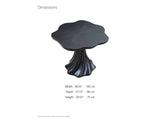 Spilimbergo Black Fiberglass Twisted Petal Pedestal Dining Table dimensions: 40.55 in by 37.72 in across the top and 29.53 in high; top 2.56 in thick; foot 22.64 in across