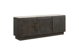 Spilinga 72-Inch 3-Door Marble-Top Sideboard, Tobacco Grey Mango Parquetry on a white background