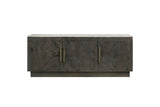 Spilinga 72-Inch 3-Door Marble-Top Sideboard, Tobacco Grey Mango Parquetry, front view