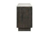 Spilinga 72-Inch 3-Door Marble-Top Sideboard, Tobacco Grey Mango Parquetry, side view