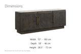 Spilinga 72-Inch 3-Door Marble-Top Sideboard, Tobacco Grey Mango Parquetry dimensions