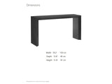 Spinazzola Black Paulownia Waterfall Console Table dimensions: 59.2 in wide, 15.8 in deep, 31.8 in high