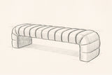 Pencil sketch of the Spoleto bench, drawn from the same three-quarter view