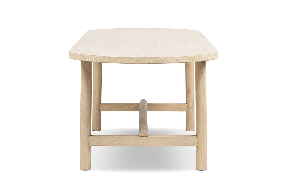 Squillace 85-Inch Oval Reclaimed Pine Dining Table, side view