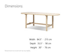 Squillace 85-Inch Oval Reclaimed Pine Dining Table dimensions