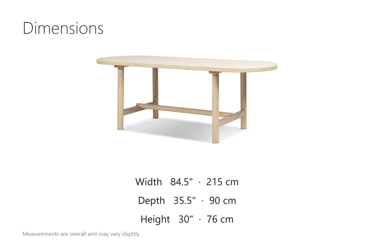 Squillace 85-Inch Oval Reclaimed Pine Dining Table dimensions