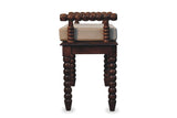 Stefanaconi 39.4-Inch Bobbin-Turned Solid Mango Wood Bench with Cushion, side view