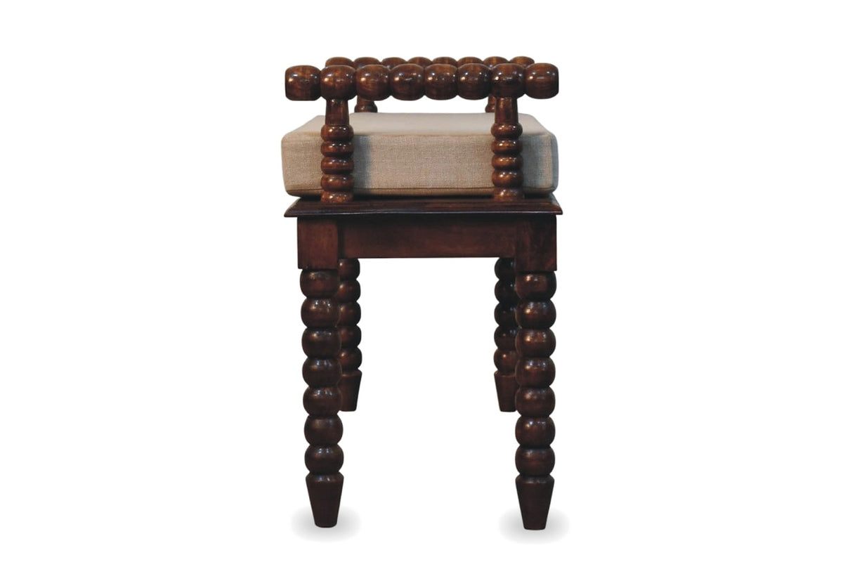 Stefanaconi 39.4-Inch Bobbin-Turned Solid Mango Wood Bench with Cushion, side view