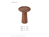 Sternatia Cognac Acacia Pedestal Side Table dimensions: 13.0 in wide, 13.0 in deep, 19.0 in high