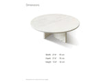 Stintino White Marble Coffee Table dimensions: 27.6 in wide, 27.6 in deep, 12.6 in high
