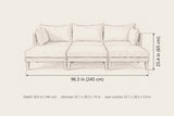 Stromboli daybed set dimensions: 96.3 in wide, 56.6 in deep, 25.4 in high