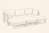 Pencil sketch of the Stromboli daybed set, drawn from the same three-quarter view
