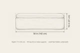 Subiaco bench dimensions: 56 in wide, 16 in high, 17 in deep