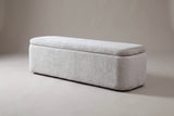 The Subiaco gray storage bench, three-quarter view on a light studio backdrop, lid closed