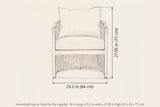 Sutera lounge chair dimensions: 24 in long, 25.2 in wide, 27.95 in high