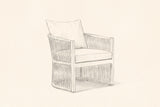 Pencil sketch of the Sutera lounge chair, three-quarter view