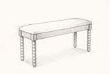 Pencil sketch of the Sutri bench, drawn from the same three-quarter view