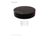 Taormina Black Marble Drum Coffee Table dimensions: 40.0 in wide, 40.0 in deep, 12.0 in high