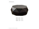 Taranto Black Faceted Drum Coffee Table dimensions: 38.18 in wide, 38.18 in deep, 16.33 in high