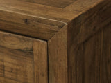 Close-up of the Tarvisio 37-Inch Rustic Caramel 5-Drawer Chest: corner