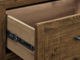Close-up of the Tarvisio 37-Inch Rustic Caramel 5-Drawer Chest: drawer