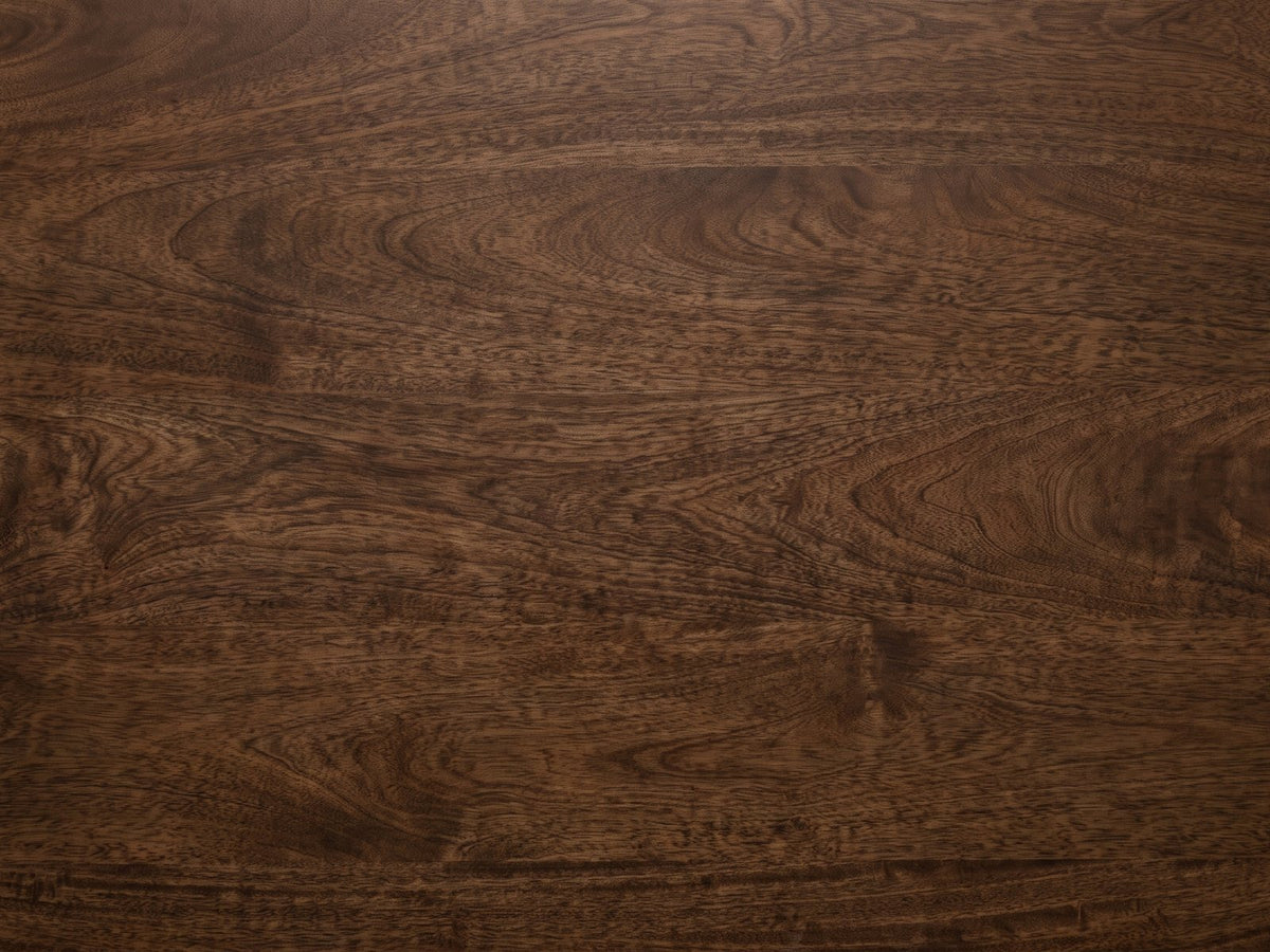 Close-up of the Terracina Solid Mango Block Coffee Table: the dark walnut mango grain of the top