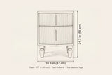 Teulada nightstand dimensions: 16.5 in wide, 21.7 in high, 15.7 in deep