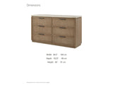 Thiene 66.5-Inch Toffee Oak Stone-Top 6-Drawer Dresser dimensions: 66.5 in wide, 18.25 in deep, 36.0 in high