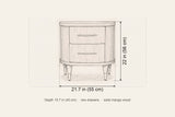 Thiesi nightstand dimensions: 21.7 in wide, 22 in high, 15.7 in deep