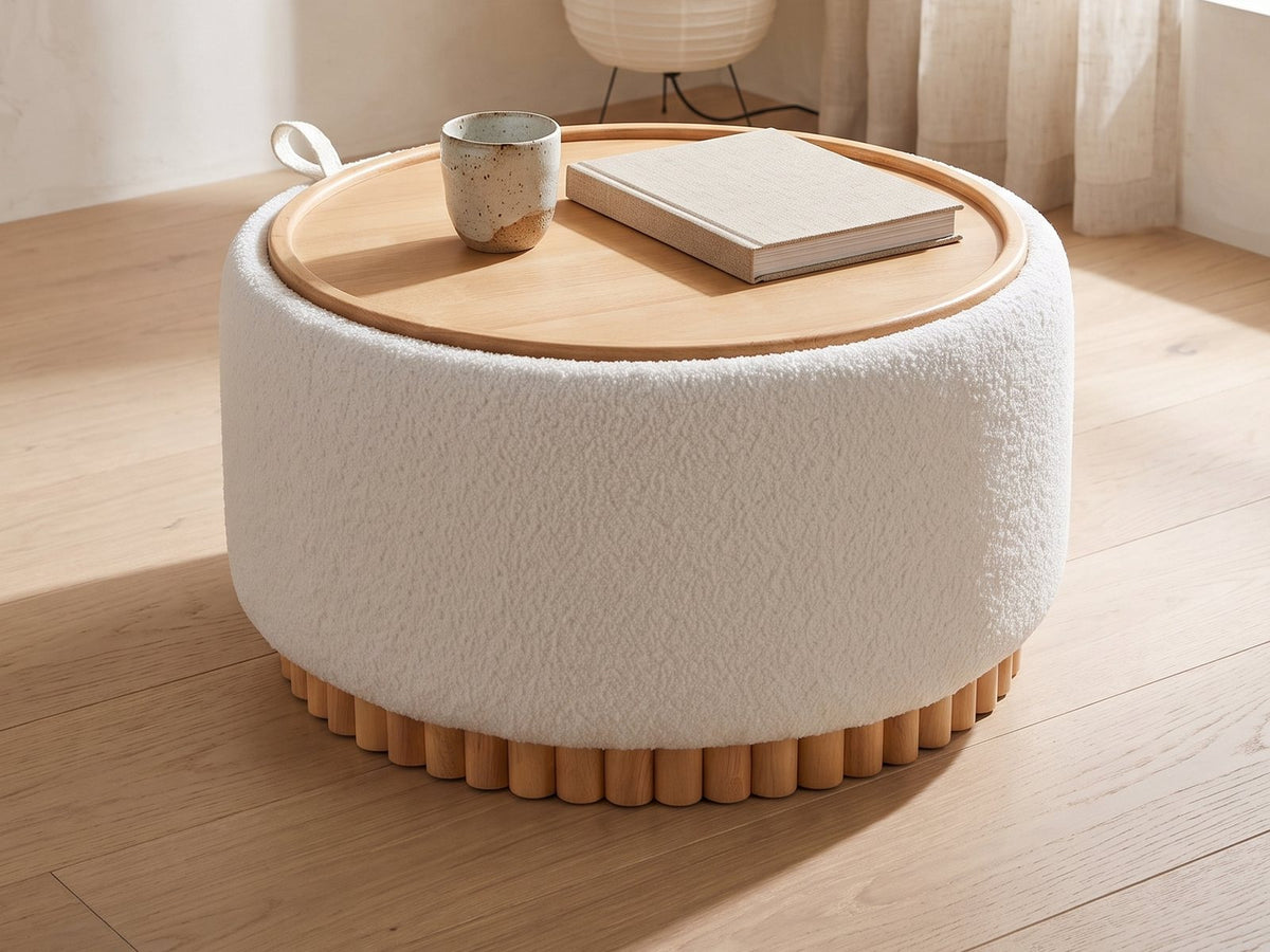 Tivoli Fluted Storage Ottoman seen from another angle