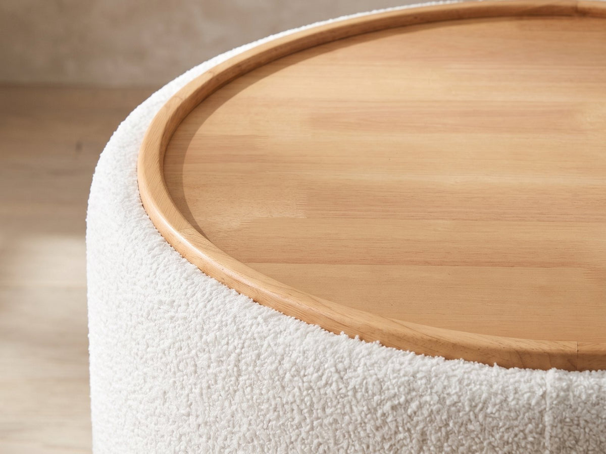 Close-up of the Tivoli storage ottoman material