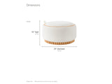 Tivoli Fluted Storage Ottoman dimensions: 29 in wide, 29 in deep, 16 in high