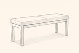 Pencil sketch of the Todi bench, drawn from the same three-quarter view