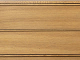 Close-up of the Tolmezzo 72-Inch Natural Oak 6-Drawer Dresser: the straight white oak grain of the drawer fronts and a solid oak finger lip