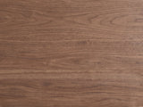 Close-up of the Torcello 68-Inch Walnut 6-Drawer Dresser: the walnut veneer with its natural cathedral and straight figure