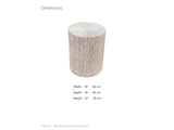 Tortora Carved Whitewash Drum Side Table dimensions: 18.0 in wide, 18.0 in deep, 22.0 in high